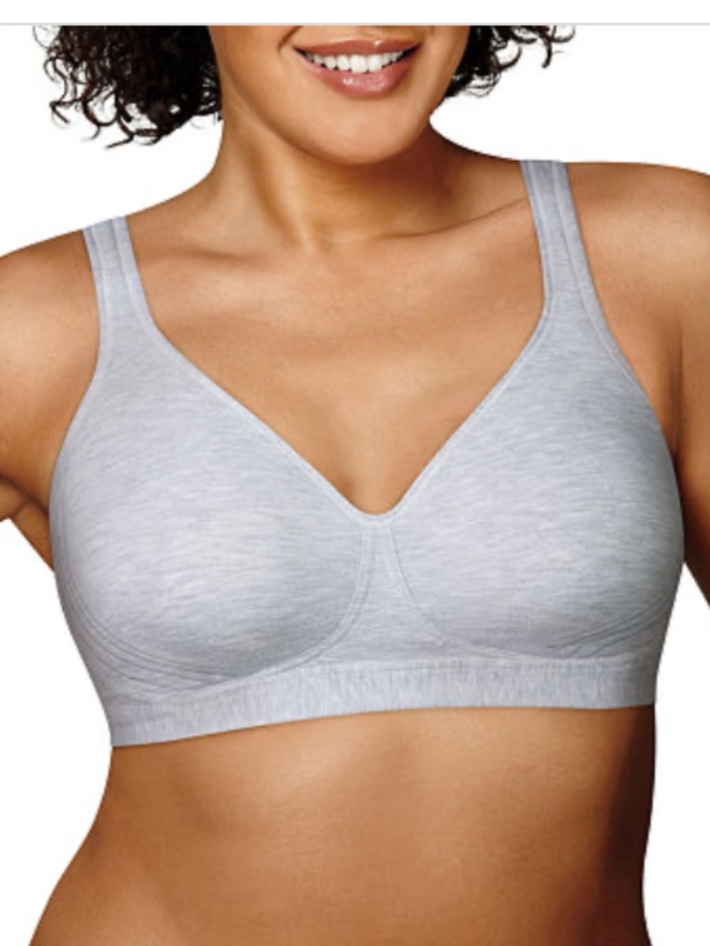 Playtex 18 Hour Ultimate Lift and Support Cotton Stretch Wireless Bra Grey Heath
